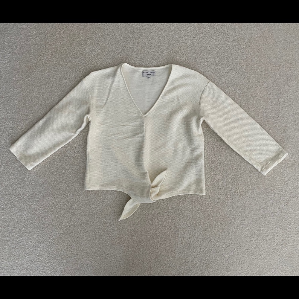 Madewell Texture&Thread Long-Sleeve Tie-Front Top